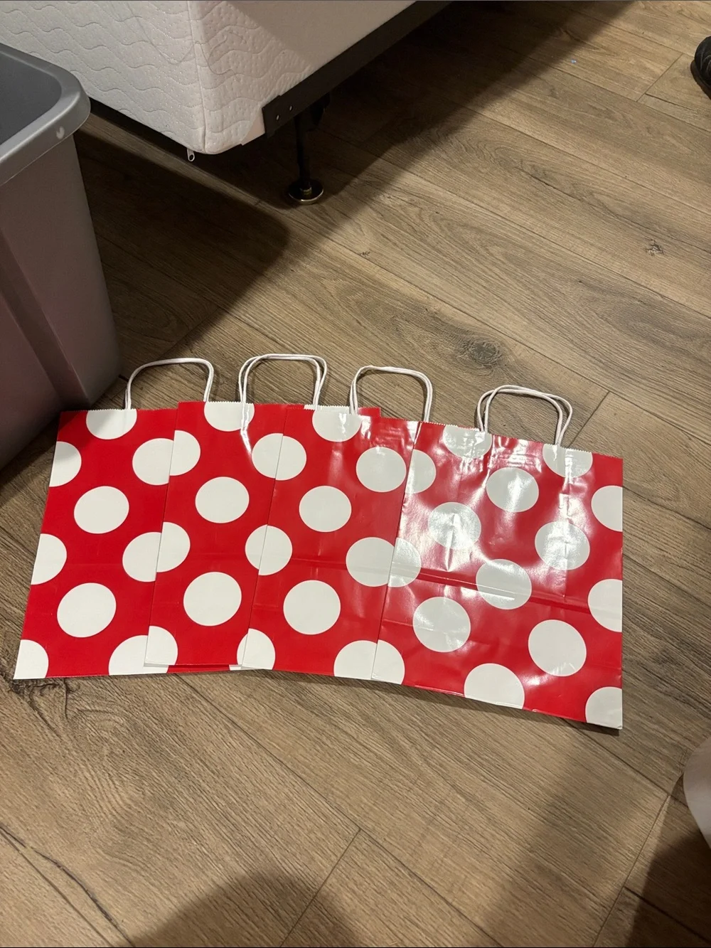 Red Polka Dot Party Gift Bags with White Handles - Pack of 4